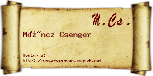 Müncz Csenger névjegykártya